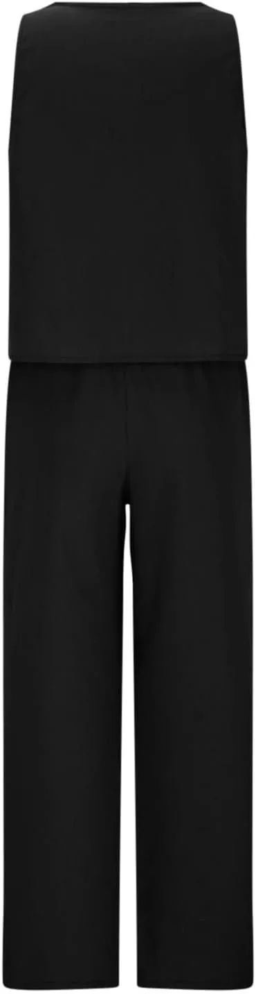 Linen 2 Piece Sets For Women Summer Beach Vacation Outfits 2024 Sleeveless Crop Top Long Pants Tracksuits Matching Set