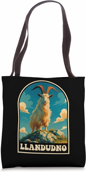 Llandudno Wales Travel Goat Great Orme Vintage Look Tote Bag
