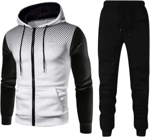 Long Sleeve Gym Workout Sets Fall Zip Hooded Sweatshirts With Pocket Sweatpant Workout Sport 2 Piece Outfits 2023
