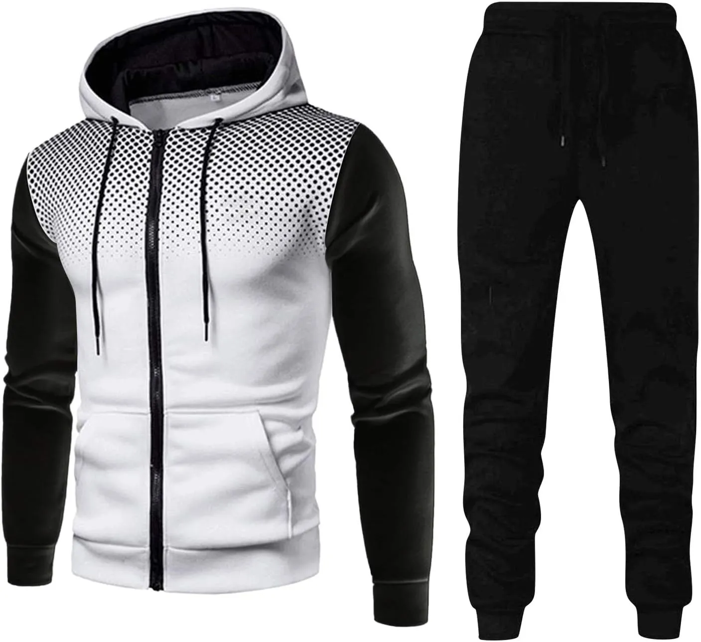 Long Sleeve Gym Workout Sets Fall Zip Hooded Sweatshirts With Pocket Sweatpant Workout Sport 2 Piece Outfits 2023