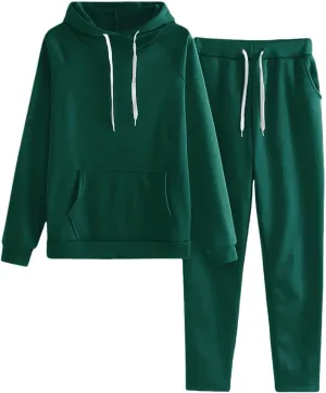 Lounge Matching Set Solid Color with Hat Sports Suit Women Fashion Slim Sweatpants with Multi Pockets