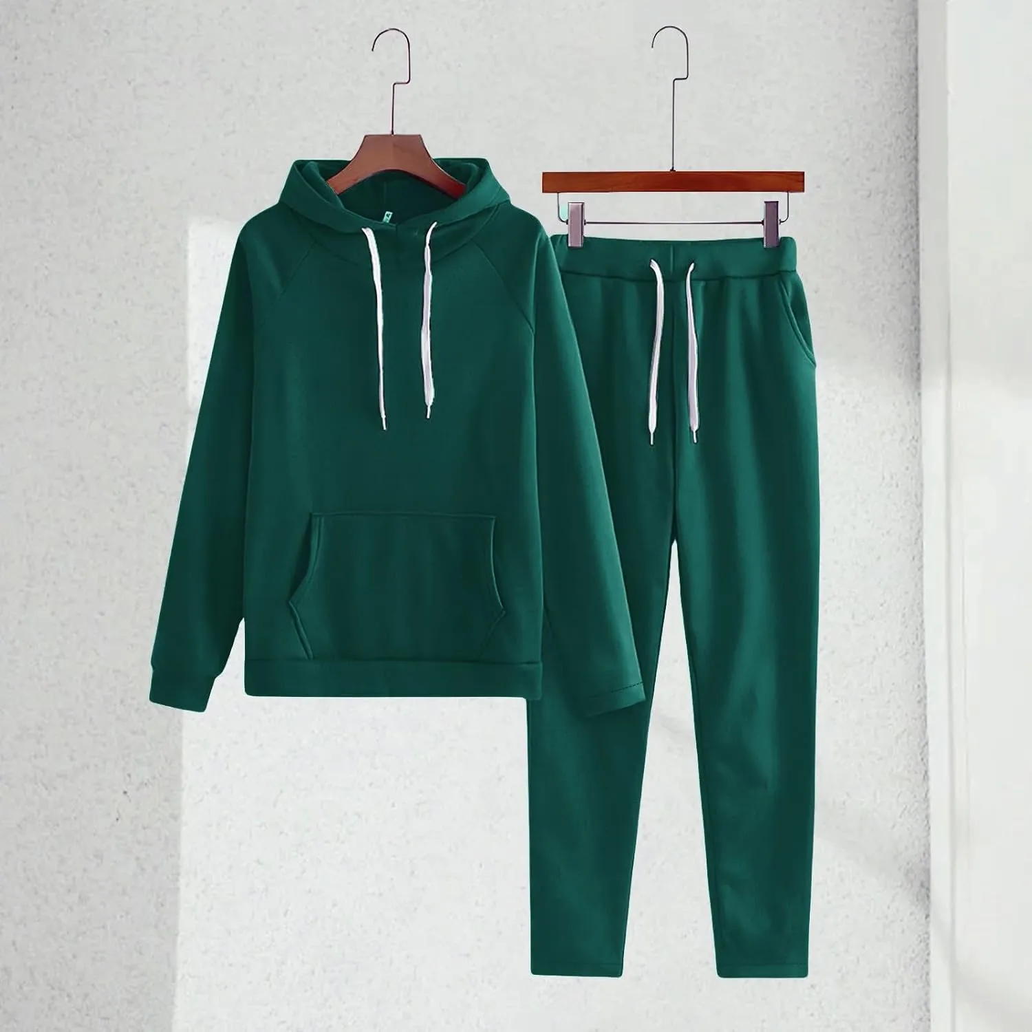 Lounge Matching Set Solid Color with Hat Sports Suit Women Fashion Slim Sweatpants with Multi Pockets