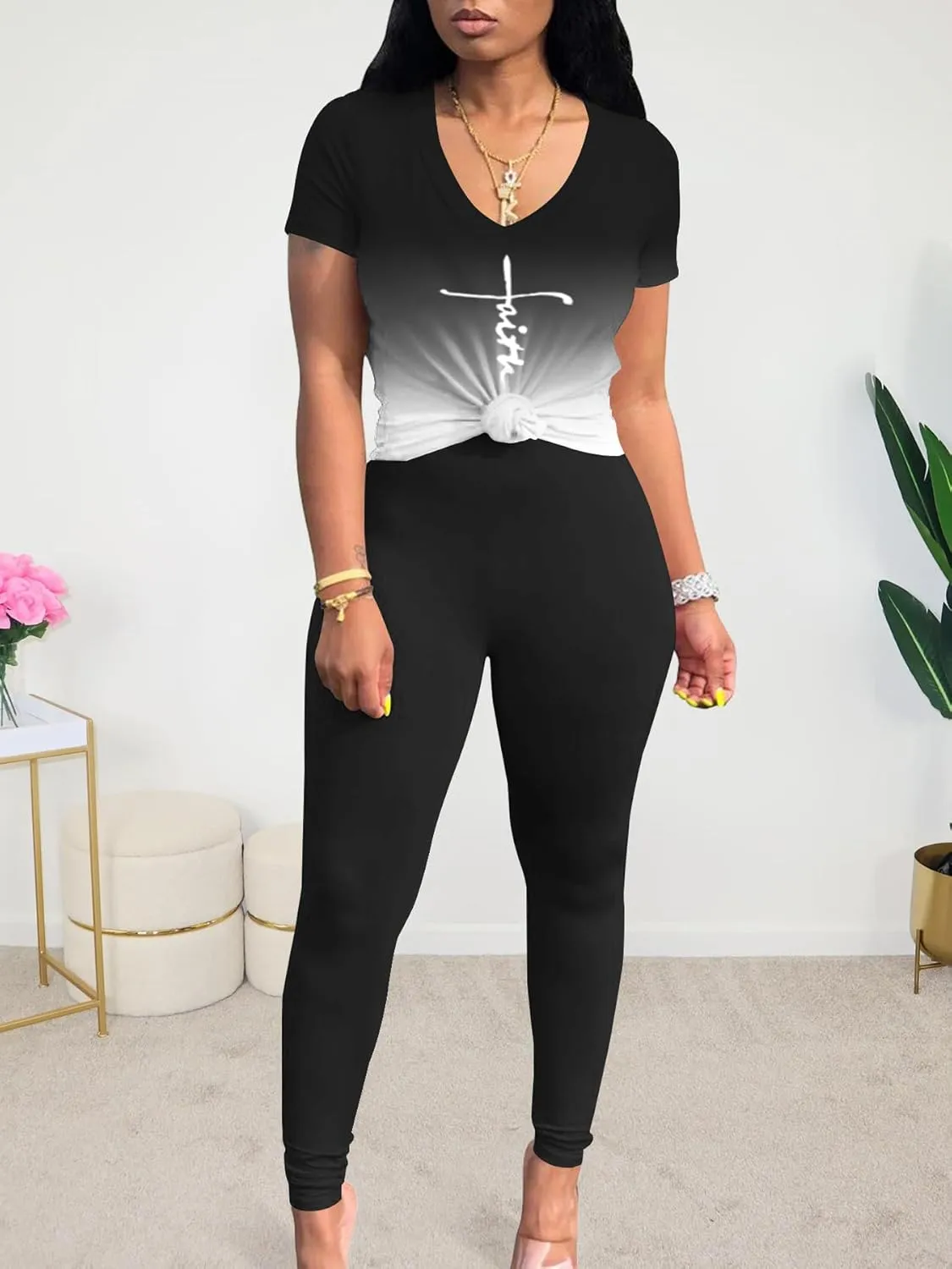 Lounge Sets for Women 2 Piece Summer Casual Jogger Workout Outfits Short Tops Long Pant Sweat suit leggings set