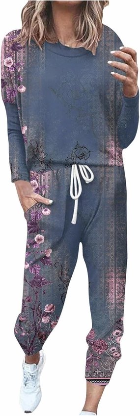 Lounge Sets for Women 2025 Crewneck Pullover Top and Long Pants Tracksuit Half Zip Sweatshirt and Wide Leg Sweatpant