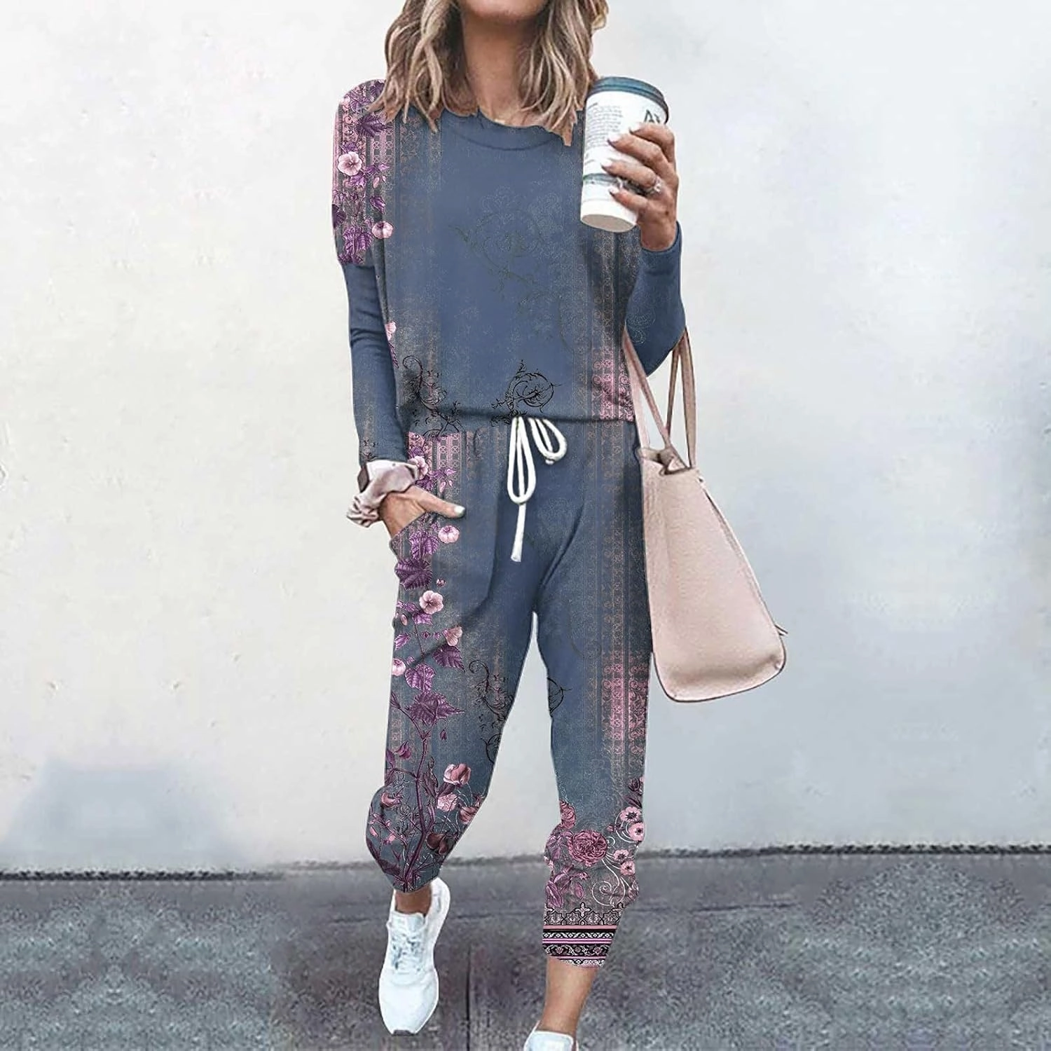 Lounge Sets for Women 2025 Crewneck Pullover Top and Long Pants Tracksuit Half Zip Sweatshirt and Wide Leg Sweatpant