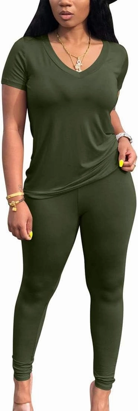 Lounge Sets for Women 2 Piece Summer Casual Jogger Workout Outfits Short Tops Long Pant Sweat suit leggings set