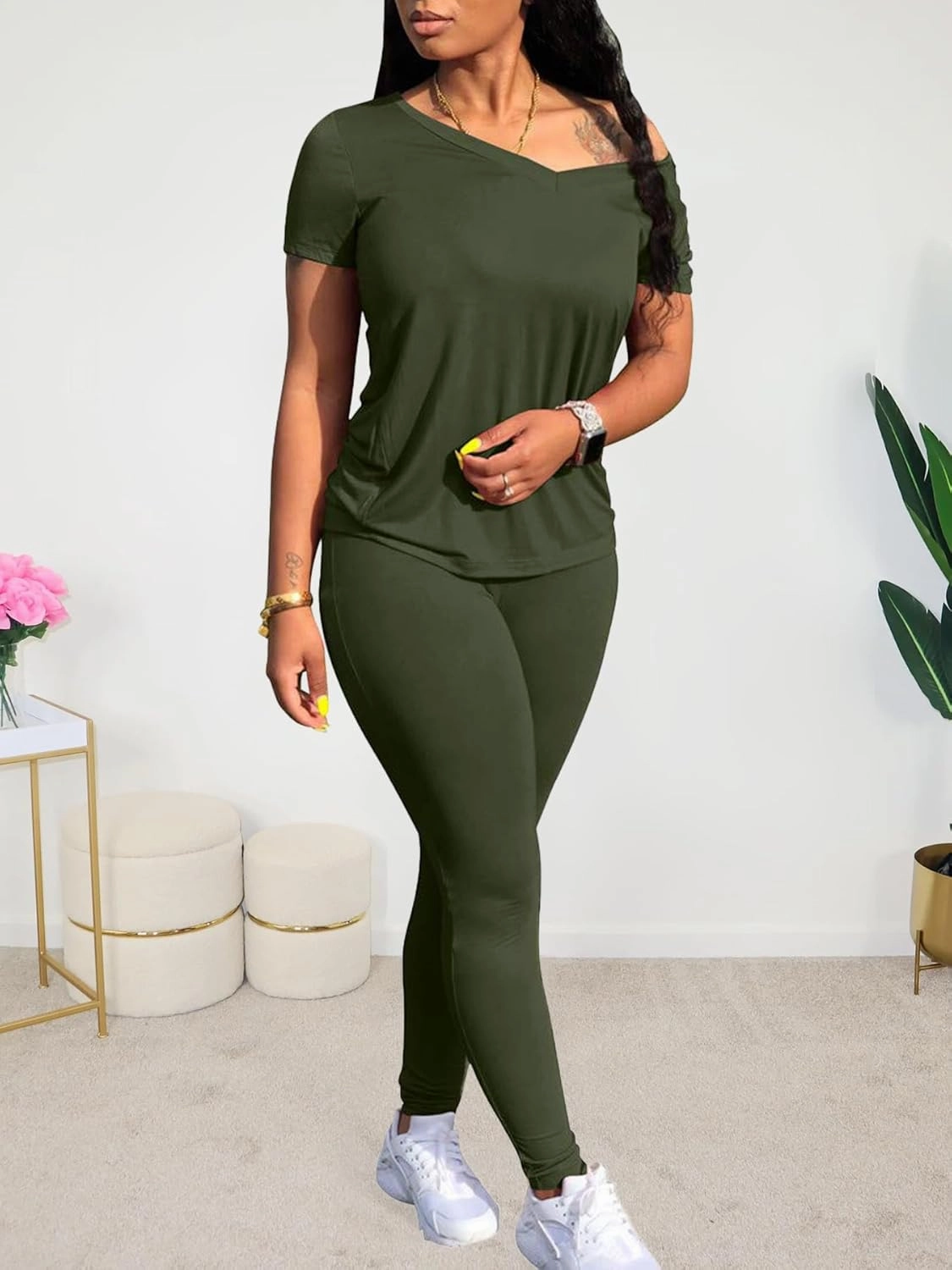 Lounge Sets for Women 2 Piece Summer Casual Jogger Workout Outfits Short Tops Long Pant Sweat suit leggings set