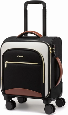 LOVEVOOK Underseat Carry On Luggage With Wheels, 16 Inch Softside Underseat Luggage Spinner, 18x14x8 inches Travel Bag With TSA Lock, Water-Resistant Lightwhight Personal Item for Travel