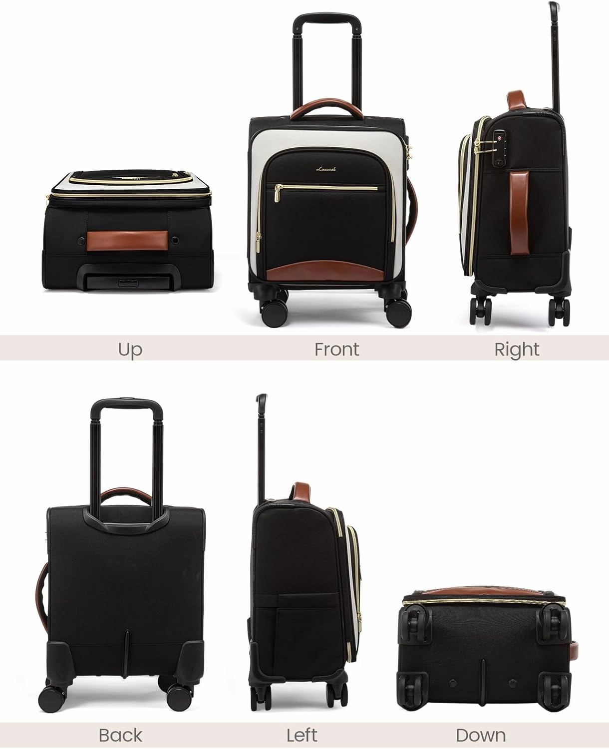 LOVEVOOK Underseat Carry On Luggage With Wheels, 16 Inch Softside Underseat Luggage Spinner, 18x14x8 inches Travel Bag With TSA Lock, Water-Resistant Lightwhight Personal Item for Travel