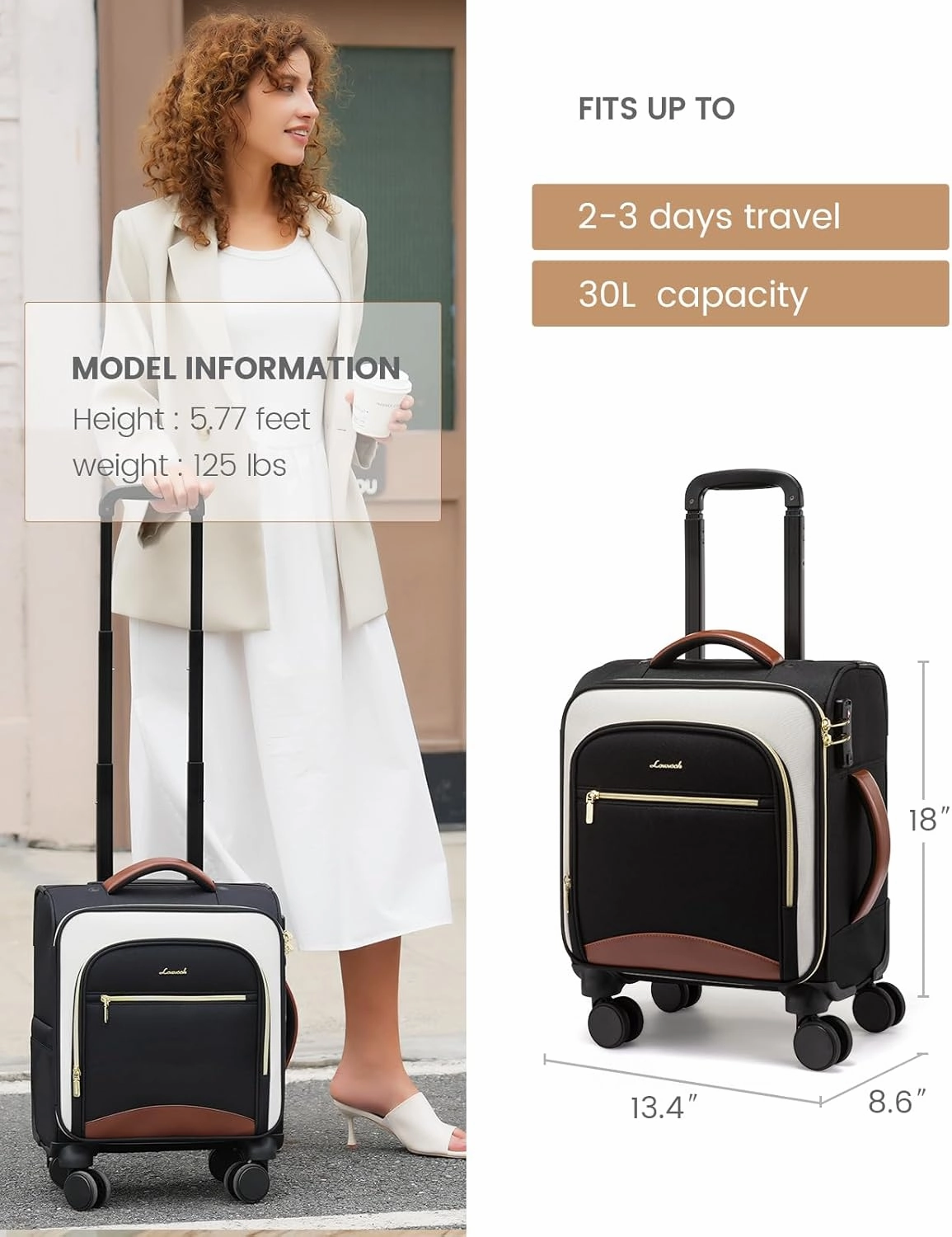 LOVEVOOK Underseat Carry On Luggage With Wheels, 16 Inch Softside Underseat Luggage Spinner, 18x14x8 inches Travel Bag With TSA Lock, Water-Resistant Lightwhight Personal Item for Travel