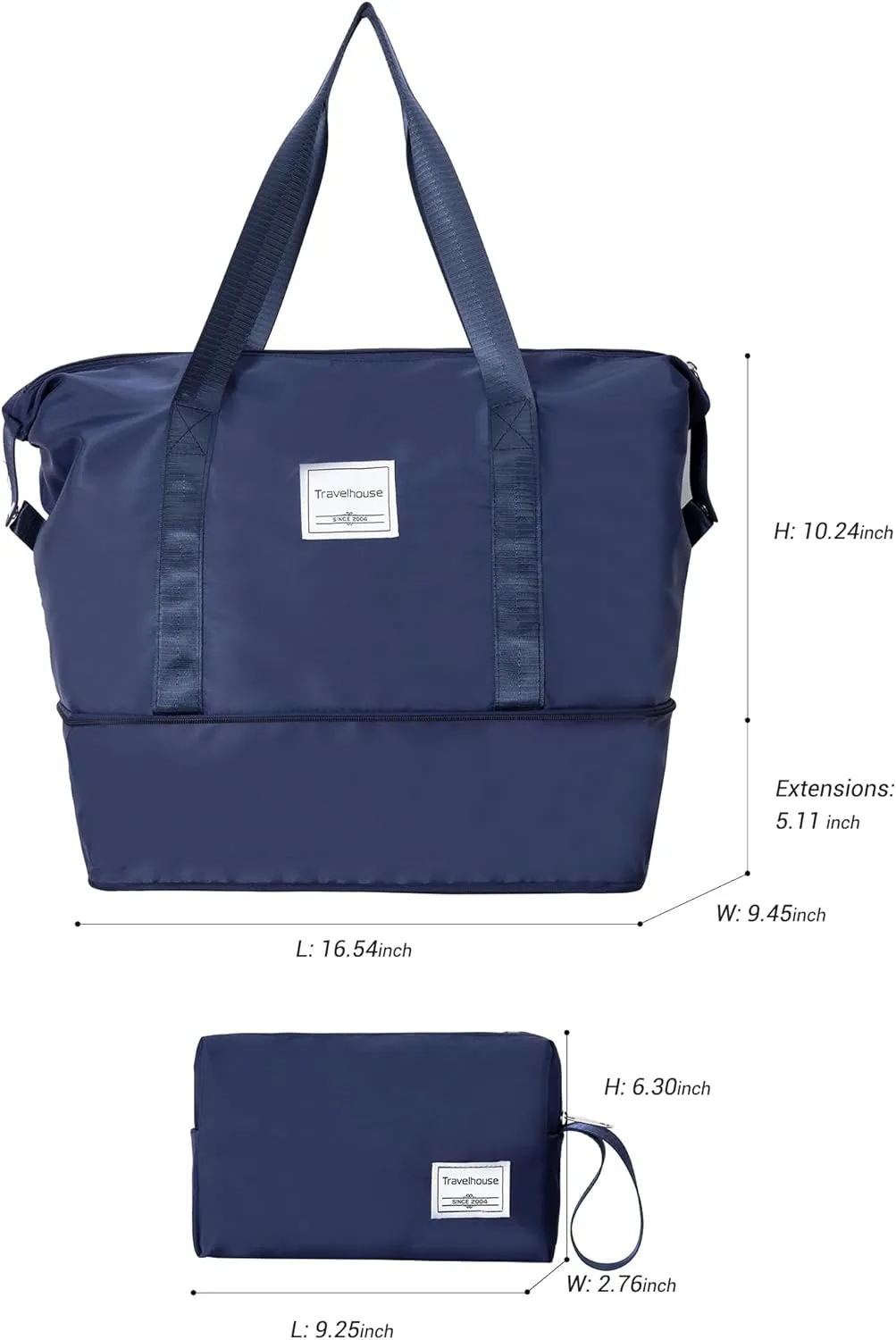 Luggage set 5 Piece Suitcases with Wheels, Lightweight PP Hardshell Carry On and Checked luggage with TSA lock a travel bag and a toiletry bag (20/24/28), Navy