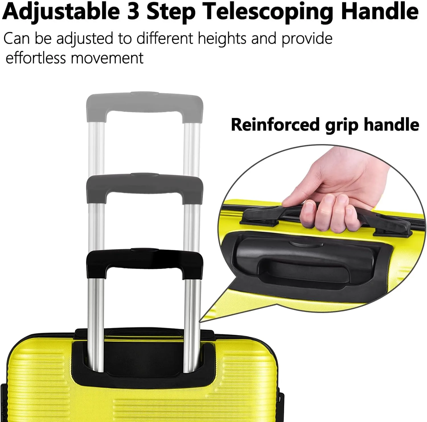 Luggage Sets 2 Piece,Hardshell Suitcase Set with Wheels,Carry On 20 Inch and 24 Inch Checked Luggage,Lightweight Luggage Set for Travel,20/24 Yellow