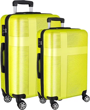 Luggage Sets 2 Piece,Hardshell Suitcase Set with Wheels,Carry On 20 Inch and 24 Inch Checked Luggage,Lightweight Luggage Set for Travel,20/24 Yellow