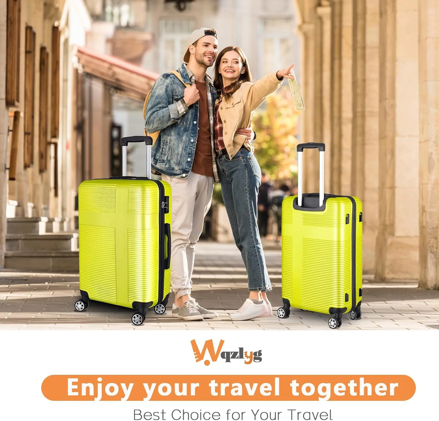 Luggage Sets 2 Piece,Hardshell Suitcase Set with Wheels,Carry On 20 Inch and 24 Inch Checked Luggage,Lightweight Luggage Set for Travel,20/24 Yellow