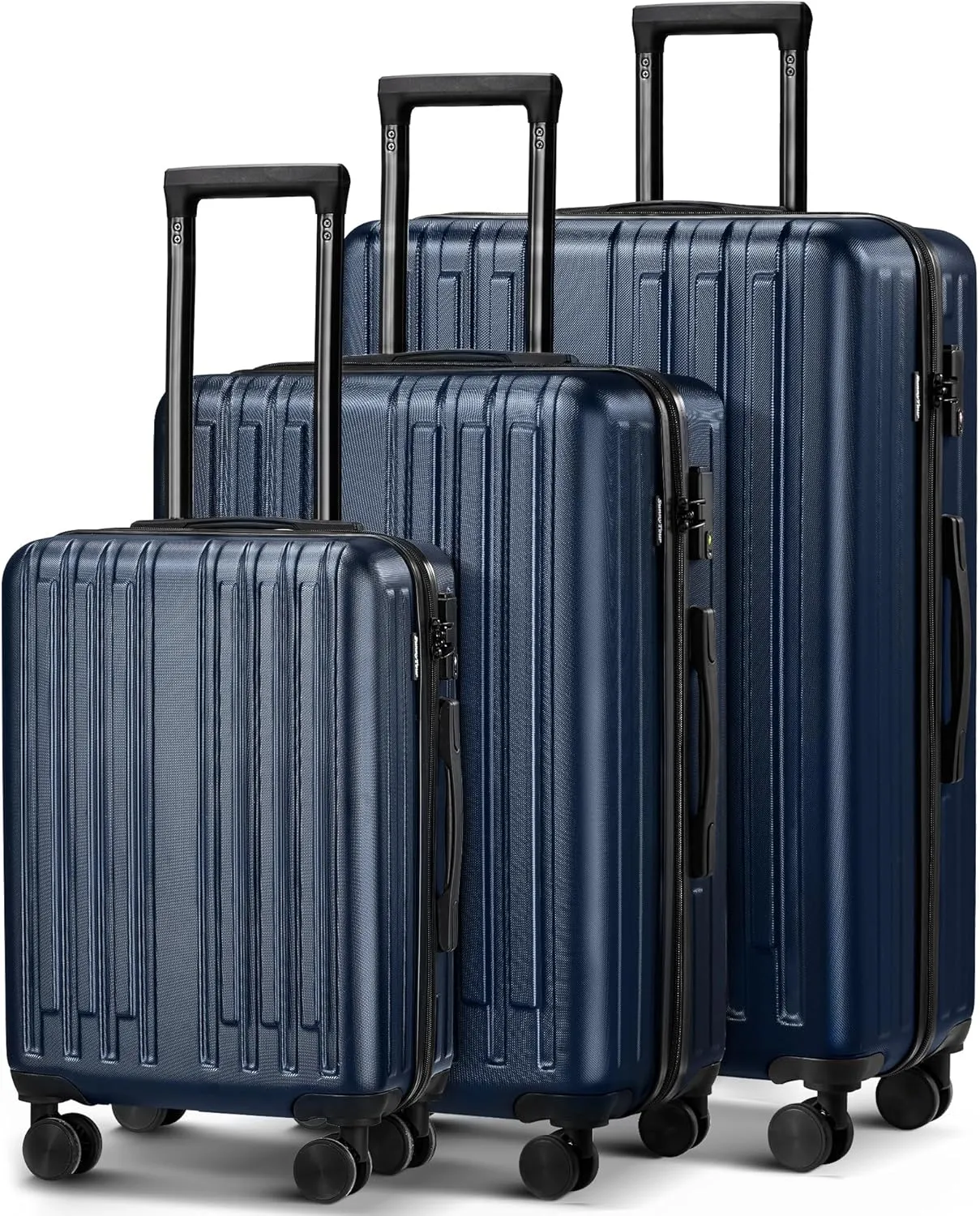 Luggage Sets 3 Piece Hardside Suitcase with Double Spinner Wheels Tsa Lock (20/24/28in) Blue