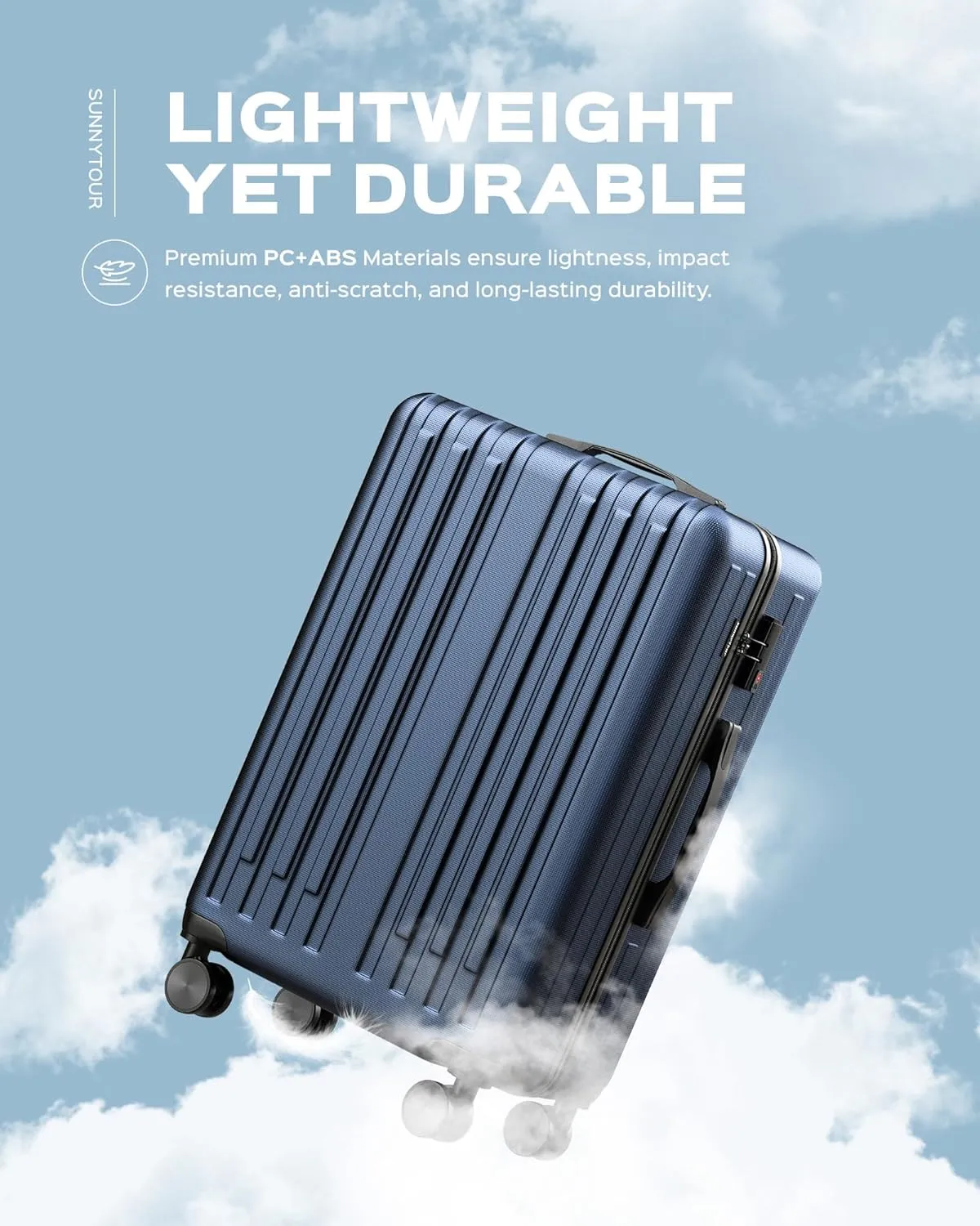 Luggage Sets 3 Piece Hardside Suitcase with Double Spinner Wheels Tsa Lock (20/24/28in) Blue