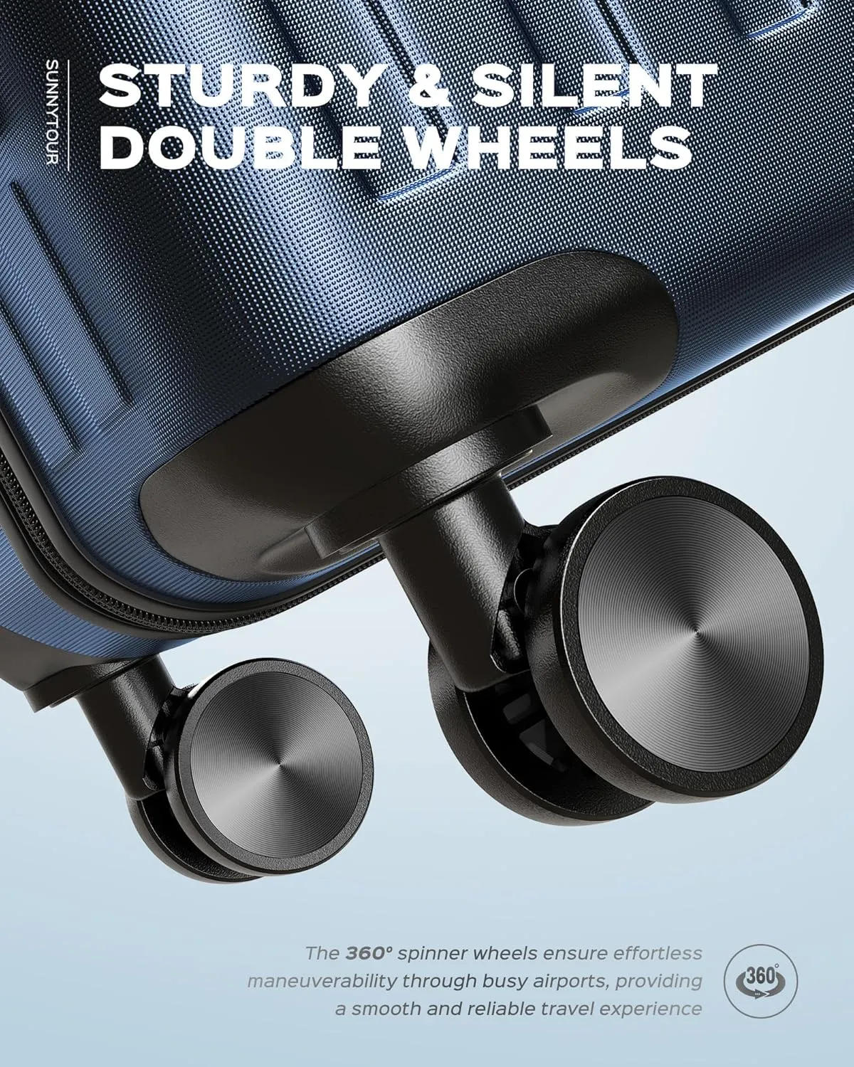 Luggage Sets 3 Piece Hardside Suitcase with Double Spinner Wheels Tsa Lock (20/24/28in) Blue