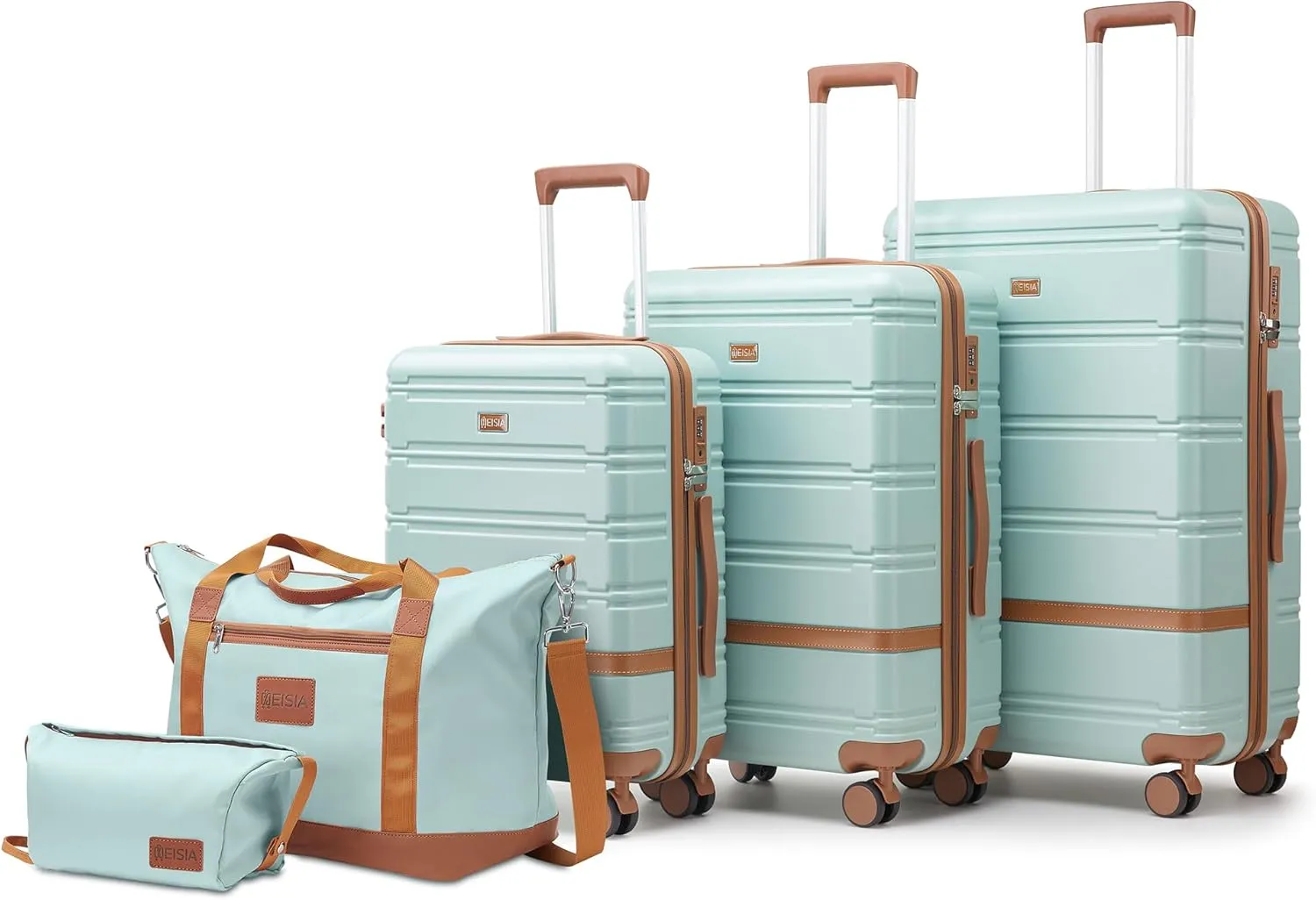 Luggage Sets 3 Piece with spinner wheels, PC ABS Hard Shell Travel Luggage,Lightweight Carry-on suitcases with TSA Lock,YKK Zippers (Green)