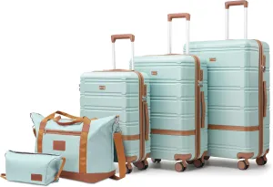 Luggage Sets 3 Piece with spinner wheels, PC ABS Hard Shell Travel Luggage,Lightweight Carry-on suitcases with TSA Lock,YKK Zippers (Green)