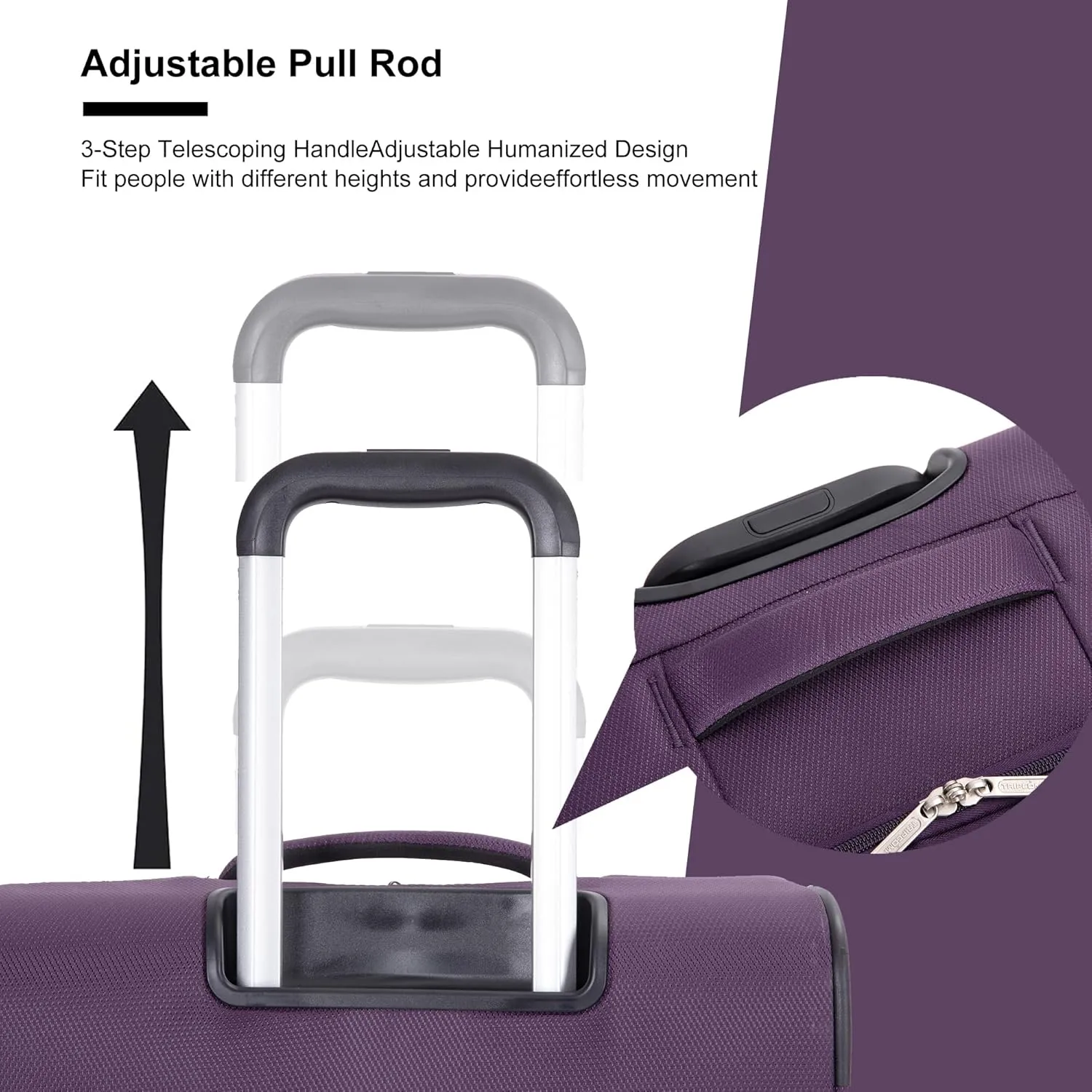 Luggage Sets 5 Piece Softside Expandable Suitcase set With Spinner Wheels Duffel Bag And Toiletry Bag, Lightweight Carry-On And Checked Luggage (10" 16" 18" 23" 27"), Purple