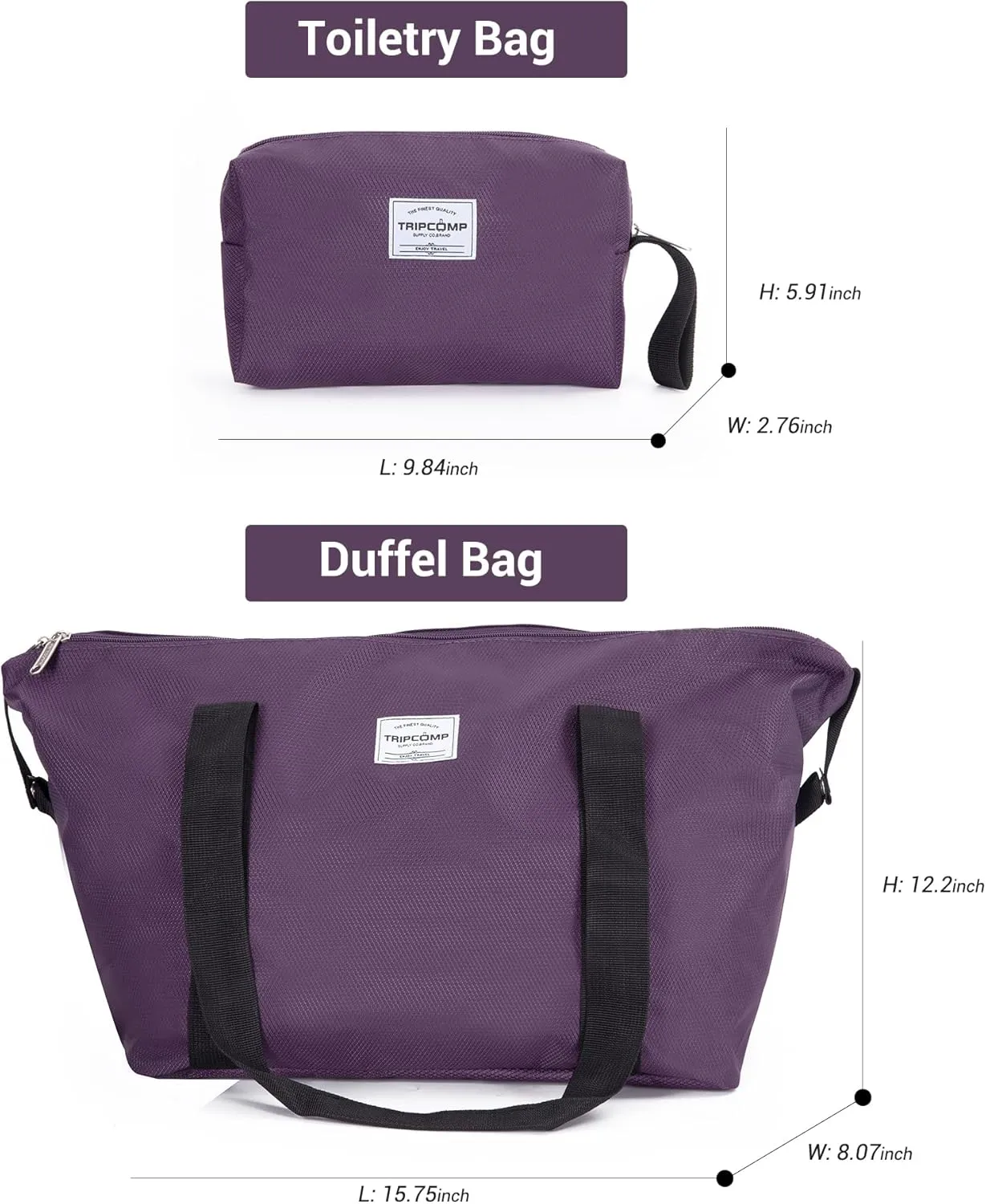 Luggage Sets 5 Piece Softside Expandable Suitcase set With Spinner Wheels Duffel Bag And Toiletry Bag, Lightweight Carry-On And Checked Luggage (10" 16" 18" 23" 27"), Purple