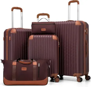 Luggage Sets 5 Piece Suitcases with Wheels, Suitcase Set ABS Hard Case Luggage with TSA Lock Spinner Wheels Durable Travel Luggage