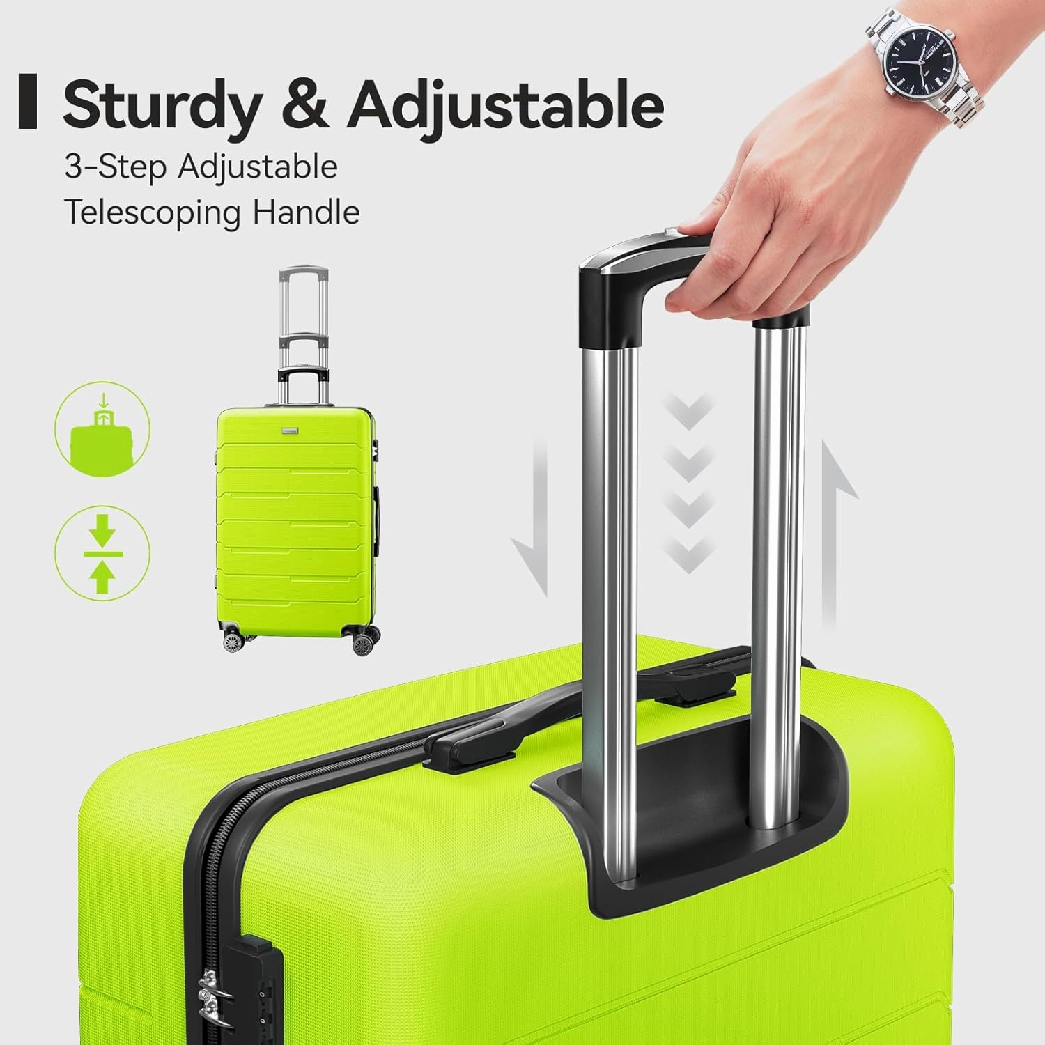 Luggage Sets 20/24/28 inch Lightweight Suitcase Sets with Double Spinner Wheels TSA Lock,apple green