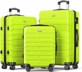 Luggage Sets 20/24/28 inch Lightweight Suitcase Sets with Double Spinner Wheels TSA Lock,apple green