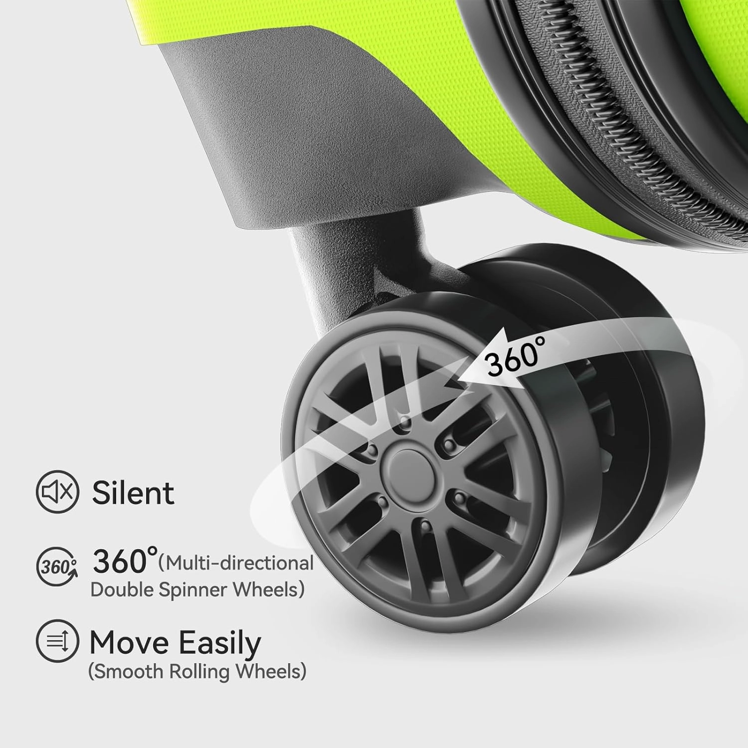 Luggage Sets 20/24/28 inch Lightweight Suitcase Sets with Double Spinner Wheels TSA Lock,apple green