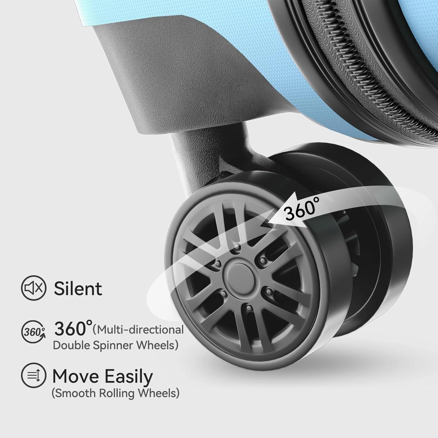 Luggage Sets 20/24/28 inch Lightweight Suitcase Sets with Double Spinner Wheels TSA Lock For Travel Trips,light blue