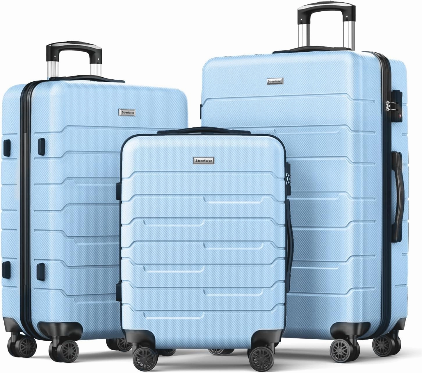 Luggage Sets 20/24/28 inch Lightweight Suitcase Sets with Double Spinner Wheels TSA Lock For Travel Trips,light blue