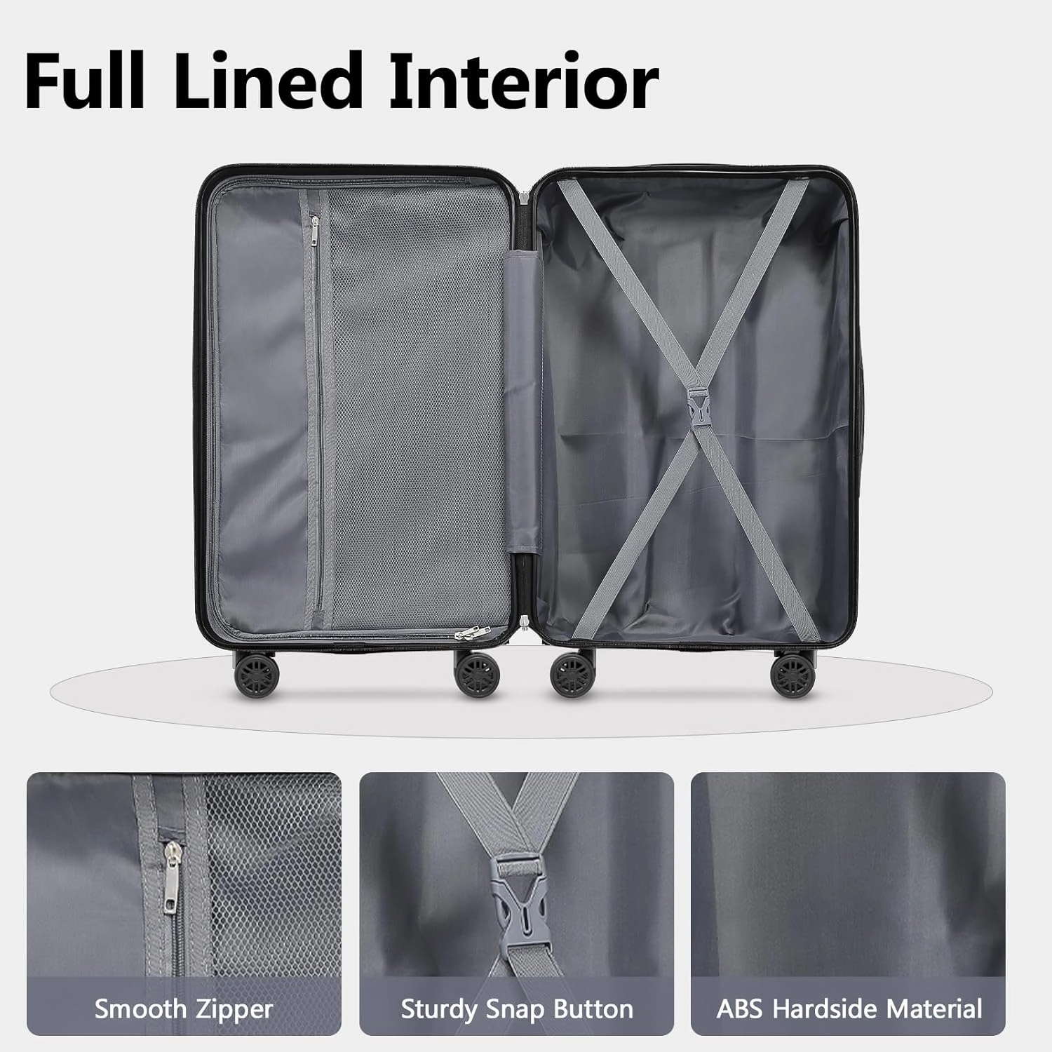 Luggage Sets 20/24/28 inch Lightweight Suitcase Sets with Double Spinner Wheels TSA Lock For Travel Trips,light blue