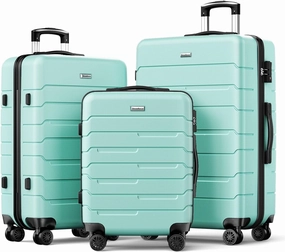 Luggage Sets 20/24/28 inch Lightweight Suitcase Sets with Double Spinner Wheels TSA Lock For Travel Trips, mint green