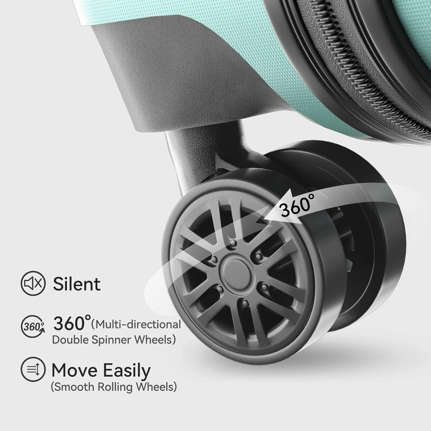 Luggage Sets 20/24/28 inch Lightweight Suitcase Sets with Double Spinner Wheels TSA Lock For Travel Trips, mint green