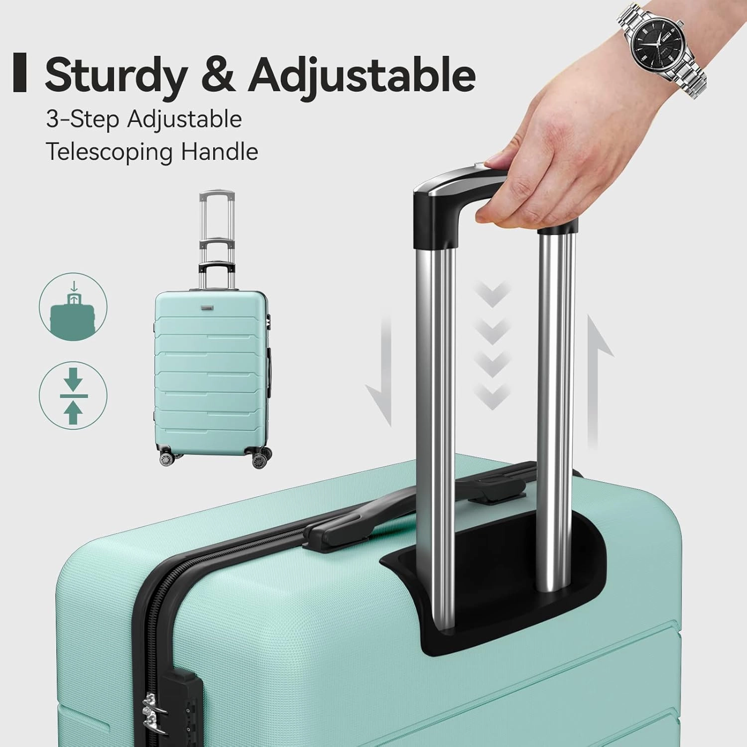 Luggage Sets 20/24/28 inch Lightweight Suitcase Sets with Double Spinner Wheels TSA Lock For Travel Trips, mint green