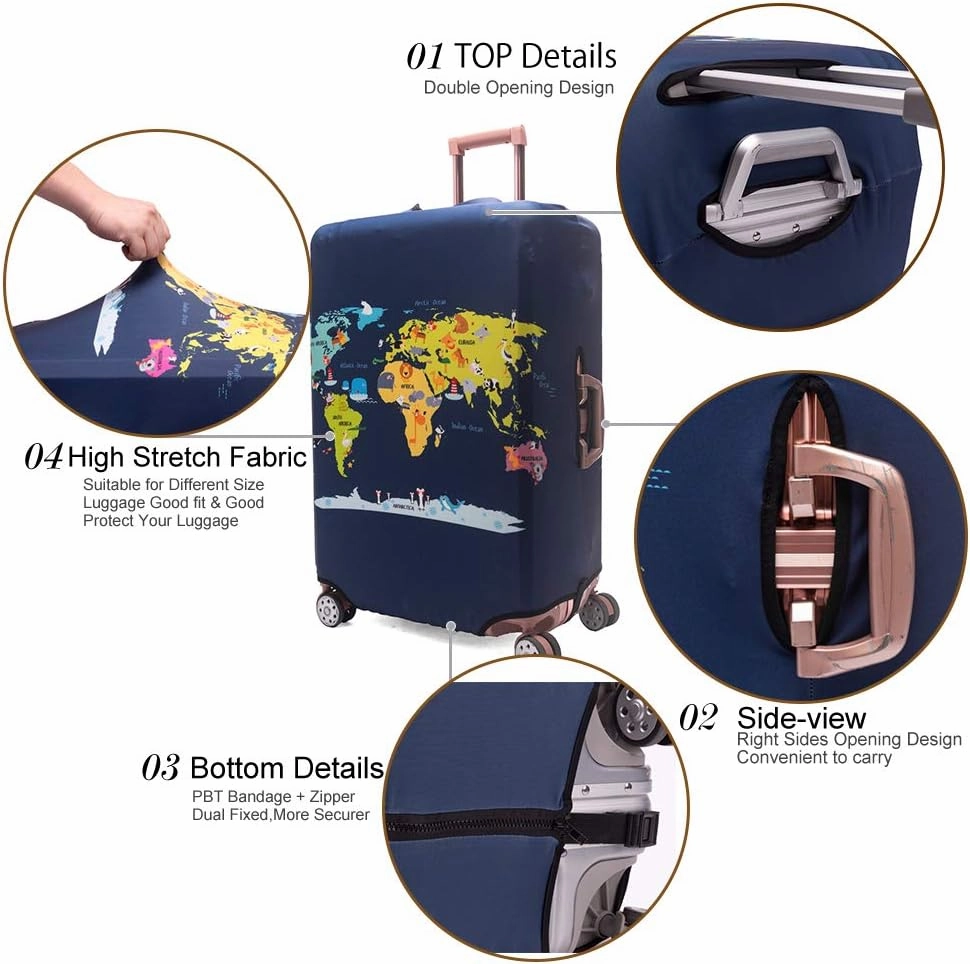 Madfifennina Washable Spandex Travel Luggage, Map, Size M(23"-25" Luggage)