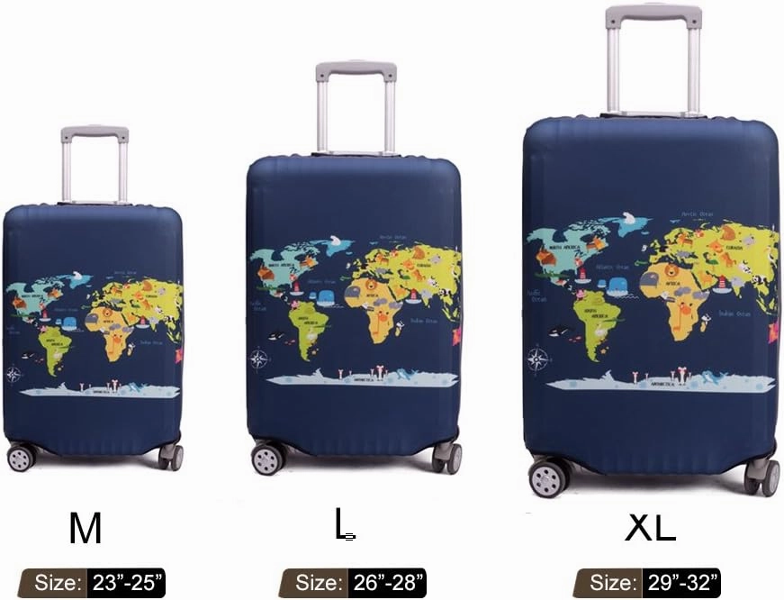 Madfifennina Washable Spandex Travel Luggage, Map, Size M(23"-25" Luggage)