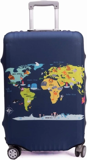 Madfifennina Washable Spandex Travel Luggage, Map, Size M(23"-25" Luggage)