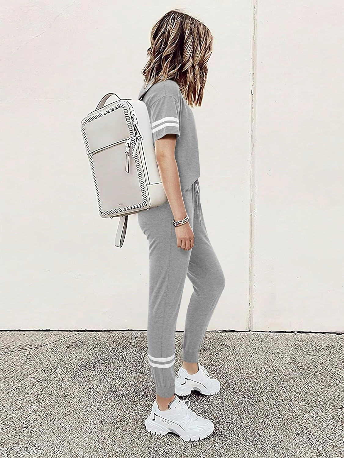 MASCOMODA 2 Piece Outfits for Women 2025 Summer Casual Quarter Zip Short Sleeve Tops Long Pants Tracksuit Jogger Lounge Sets