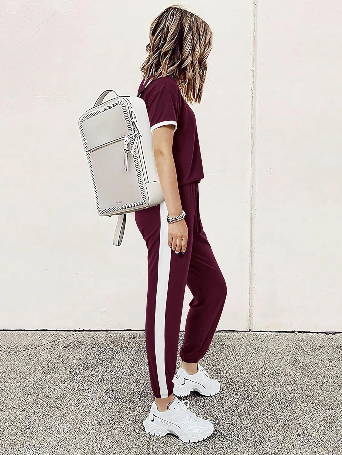 MASCOMODA Womens 2 Piece Outfits 2025 Summer Tracksuit Sets Short Sleeve Tops Travel Long Pants Jogger Lounge Set