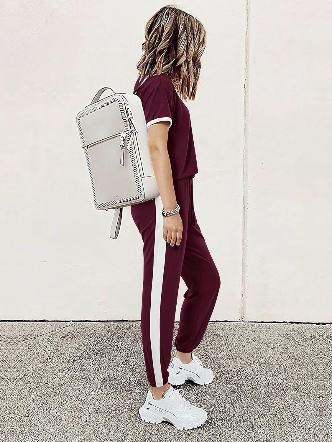 MASCOMODA Womens 2 Piece Outfits 2025 Summer Tracksuit Sets Short Sleeve Tops Travel Long Pants Jogger Lounge Set