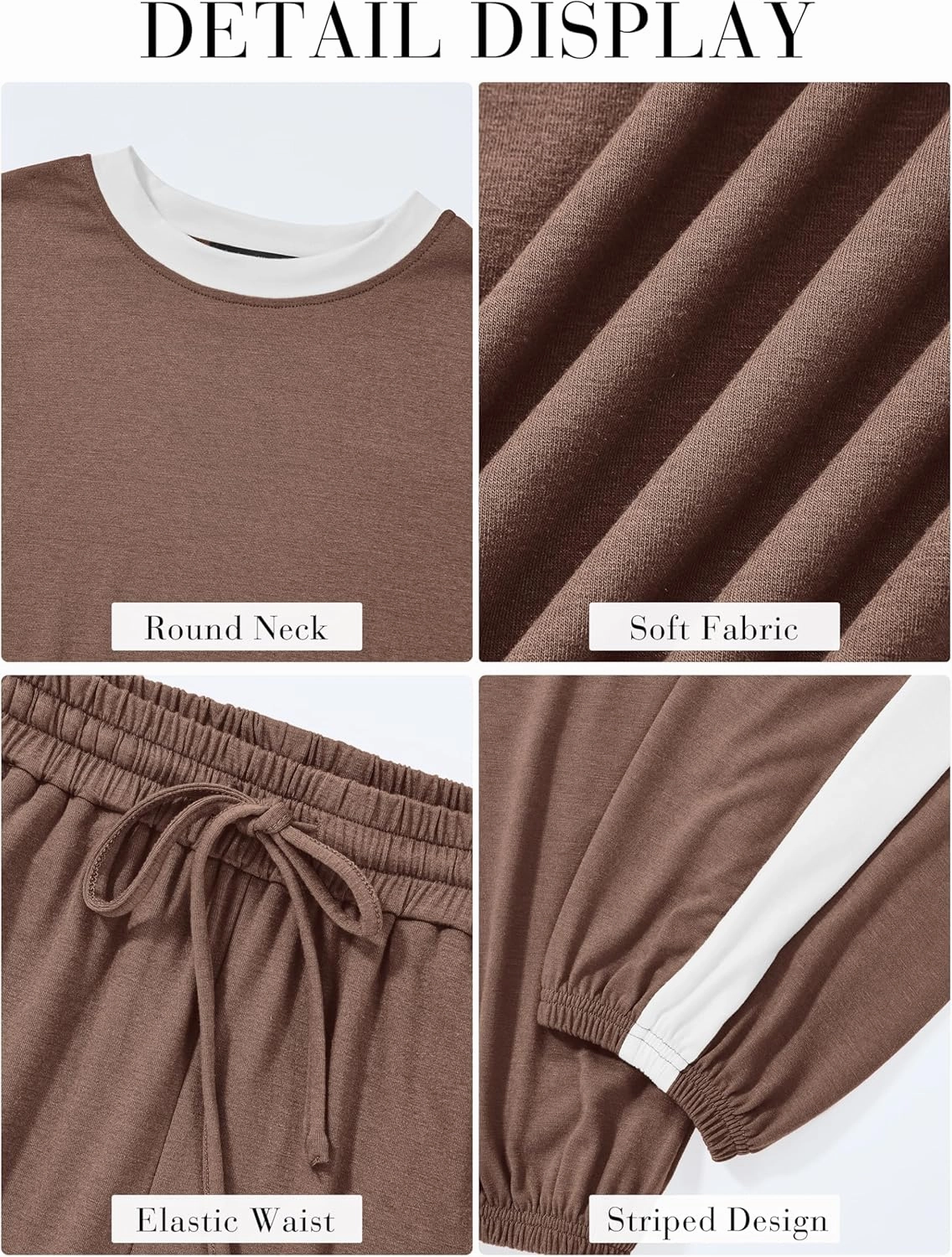 MASCOMODA Womens 2 Piece Outfits 2025 Summer Tracksuit Sets Short Sleeve Tops Travel Long Pants Jogger Lounge Set