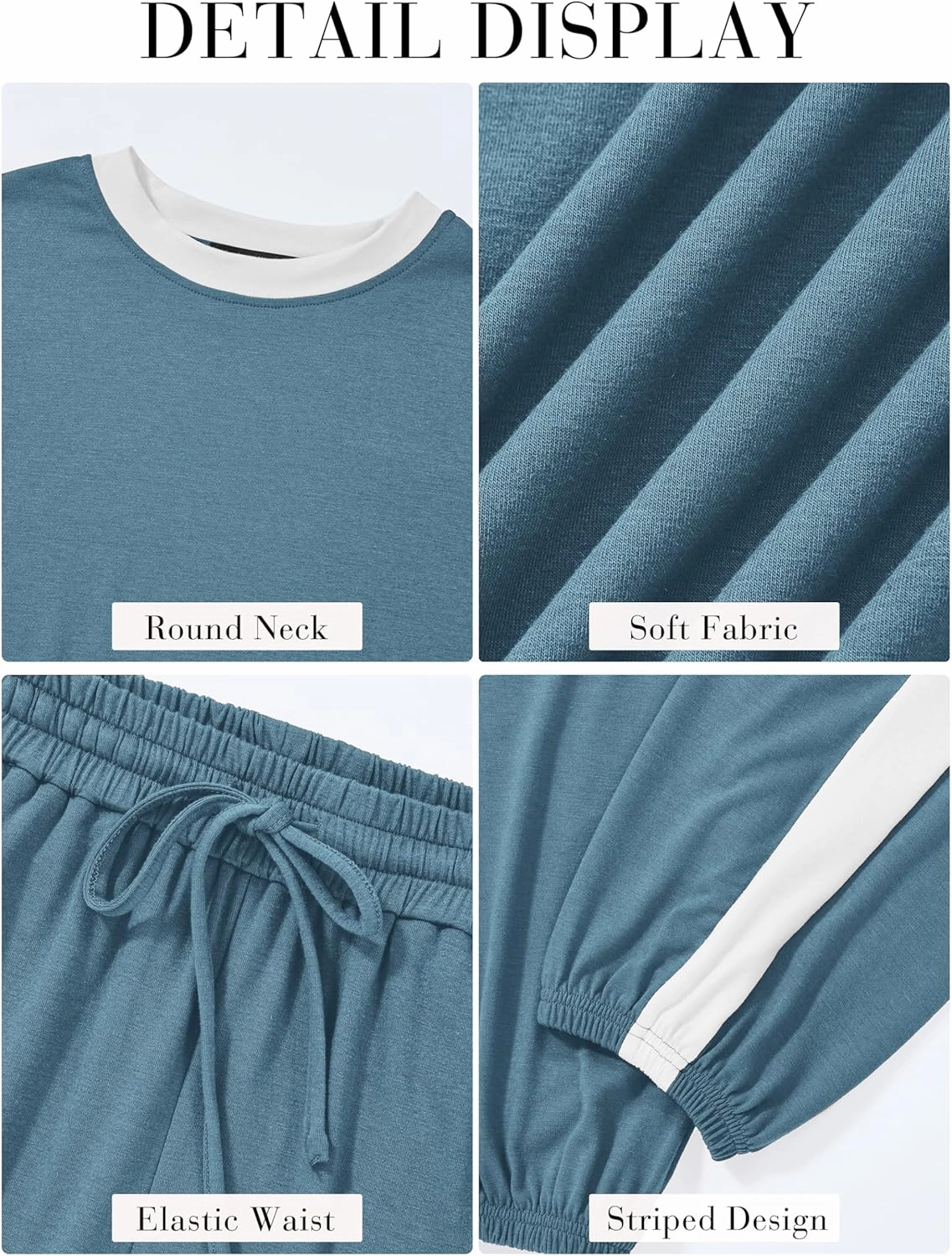 MASCOMODA Womens 2 Piece Outfits 2025 Summer Tracksuit Sets Short Sleeve Tops Travel Long Pants Jogger Lounge Set