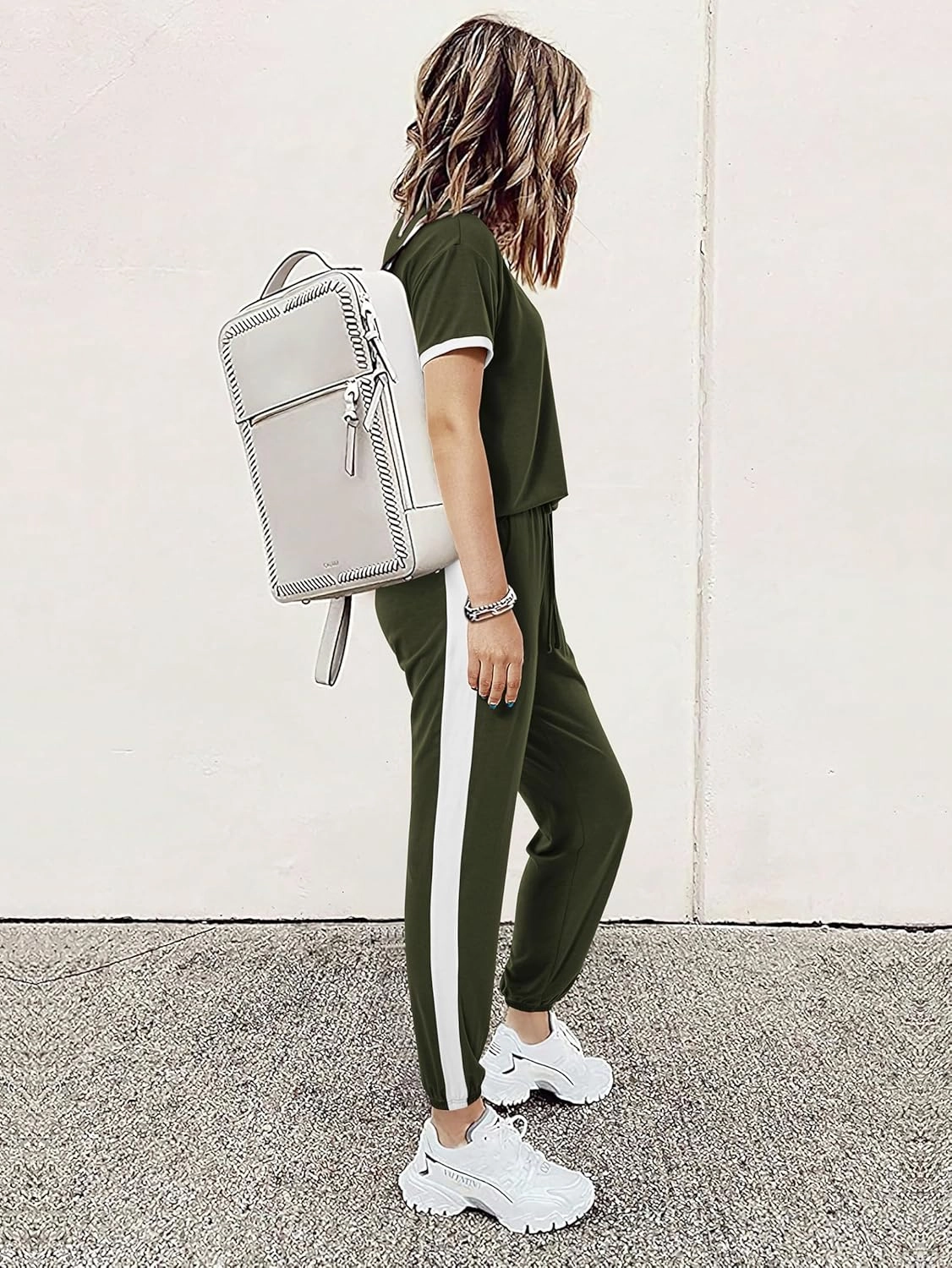 MASCOMODA Womens 2 Piece Outfits 2025 Summer Tracksuit Sets Short Sleeve Tops Travel Long Pants Jogger Lounge Set