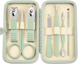 Matcha Green 7-Piece Manicure and Enhancement Tool Set, Nail Clippers 7-Piece Set, Nail Clippers