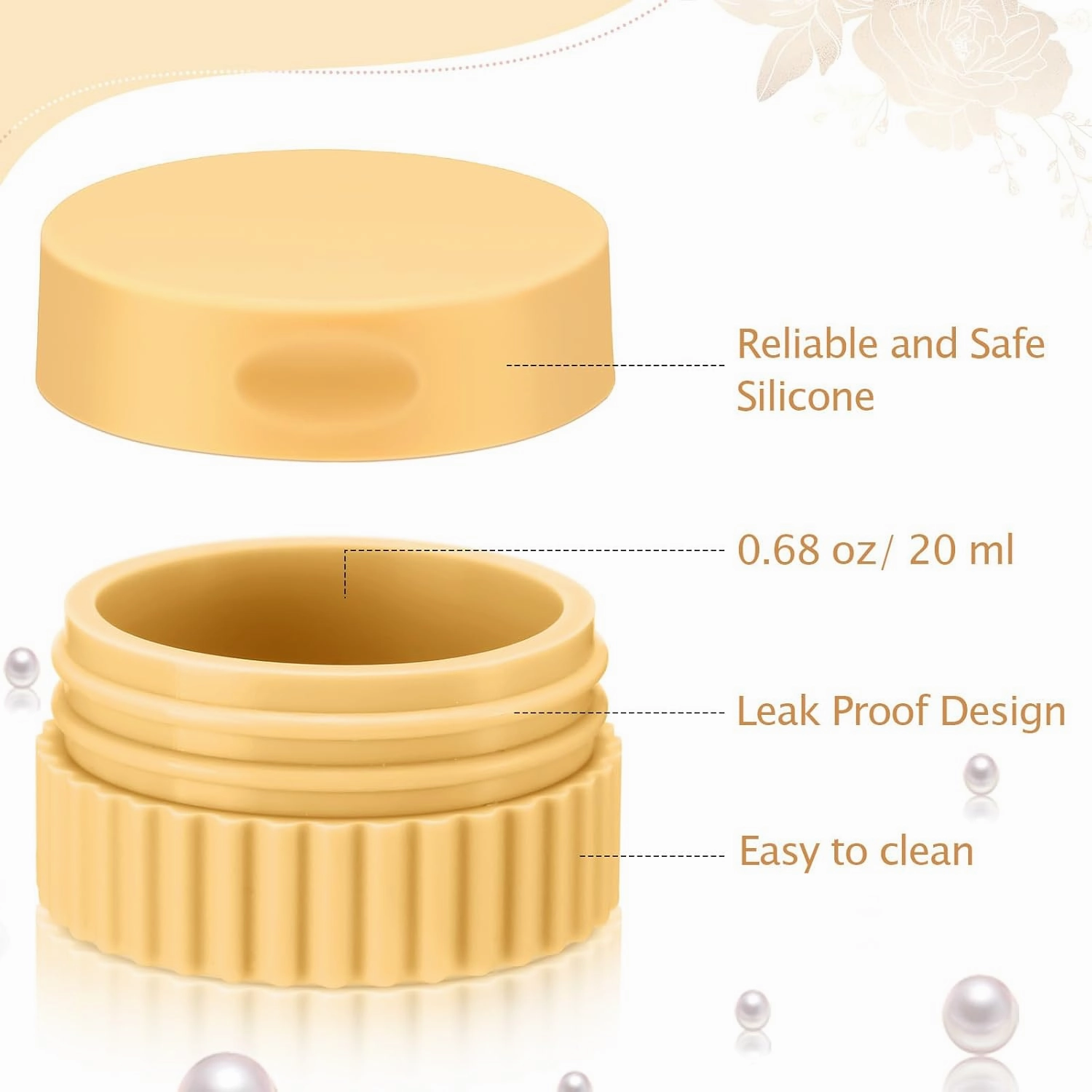 Maxcheck 8 Pcs Small Silicone Cream Jars with Lids 0.7 Oz/ 20 ml Travel Containers for Toiletries Mini Cosmetic Jars Refillable Travel Moisturizer Container for Makeup Face Body Hand Cream