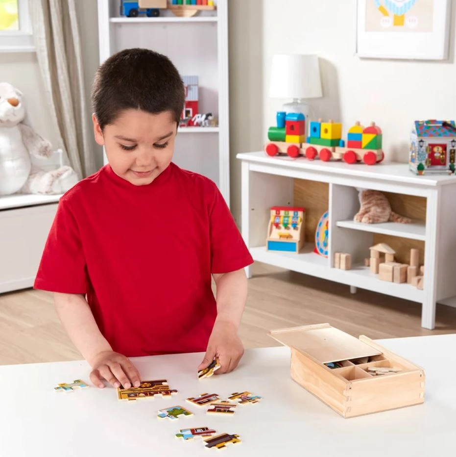 Melissa & Doug - Wooden Jigsaw Puzzles In A Box Vehicles