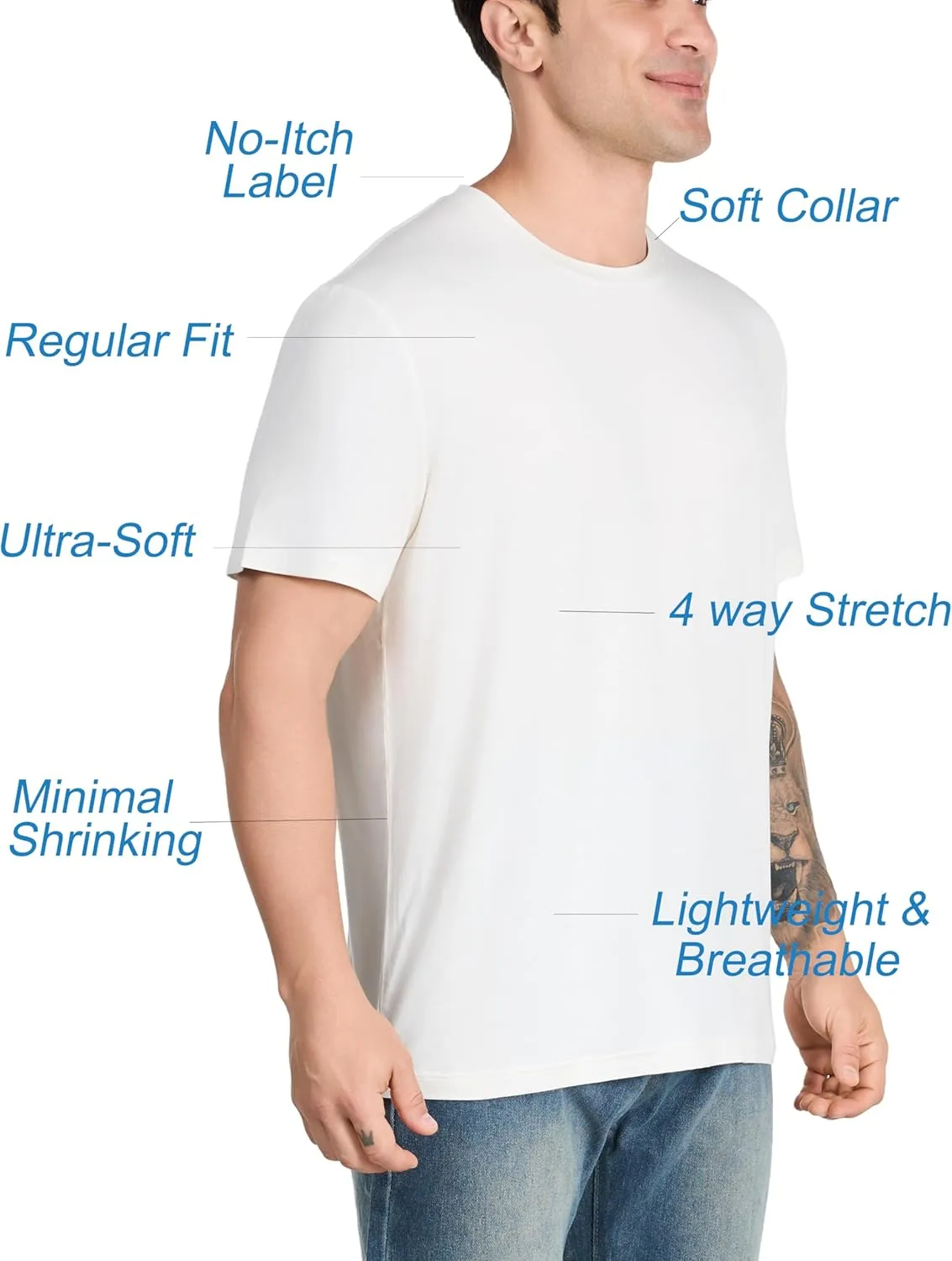 Men's Cooling T-Shirt | Modal-Silk Sweatproof Undershirt | UV Defense & Quick Dry | Hot Climate Essential