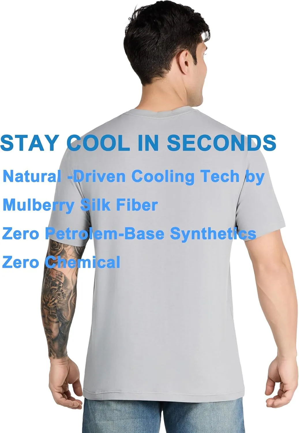 Men's Cooling T-Shirt | Modal-Silk Sweatproof Undershirt | UV Defense & Quick Dry | Hot Climate Essential