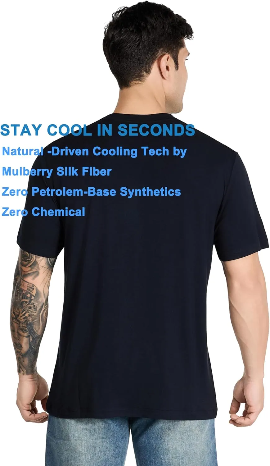 Men's Cooling T-Shirt | Modal-Silk Sweatproof Undershirt | UV Defense & Quick Dry | Hot Climate Essential